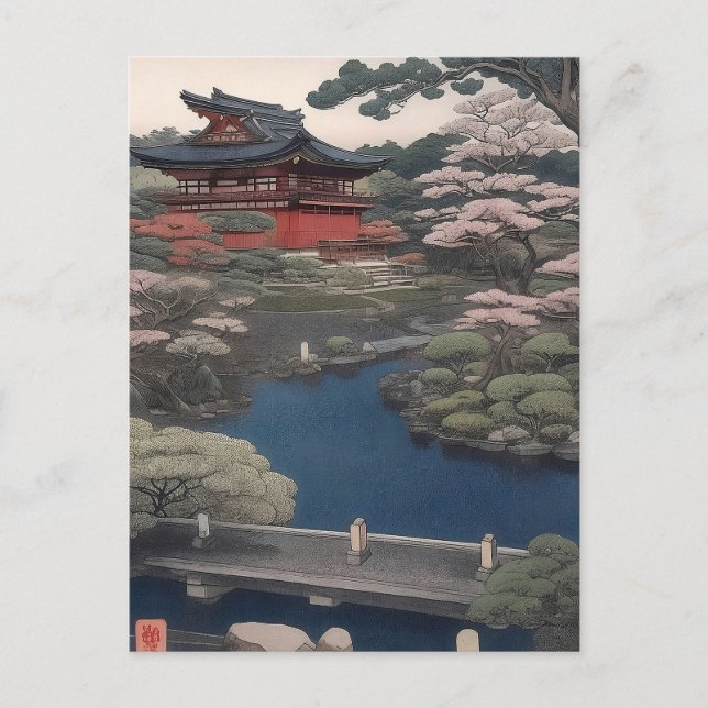 Carte Postale Temple on the river - Japan (Devant)