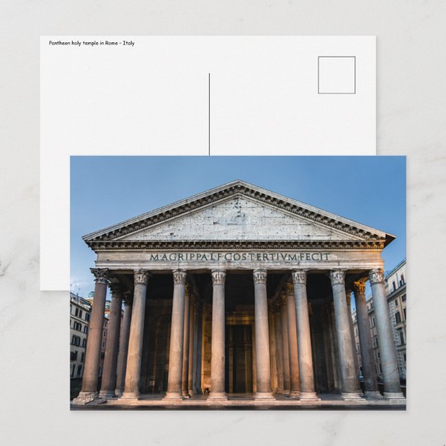 Carte Postale Temple saint du Panthéon à l'aube - Rome, Italie (Devant / Derrière)
