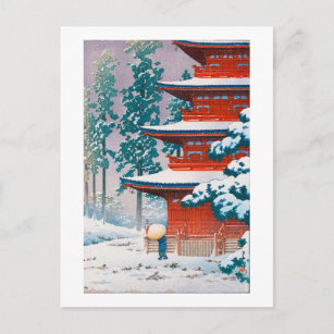Carte Postale Temple Saishoin en Neige, Hasui Kawase, Coupe de b