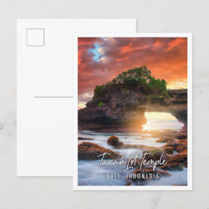 Carte Postale Temple Tanah Lot au coucher du soleil à Bali Indon