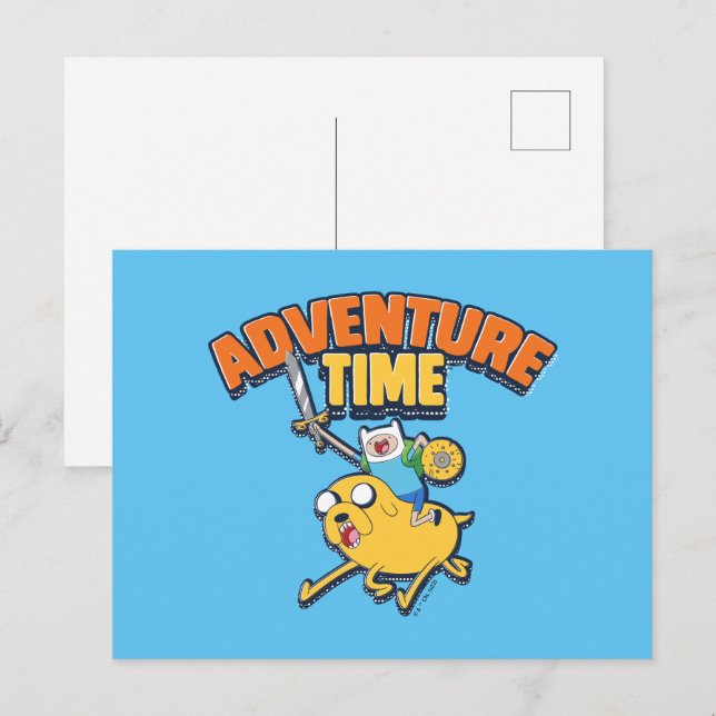 Carte Postale Temps d'aventure | Finn Riding Jake (Devant / Derrière)