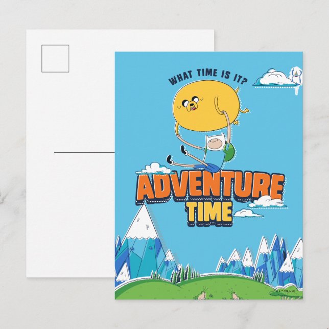 Carte Postale Temps d'aventure | Jake Flottant Avec Finn (Devant / Derrière)