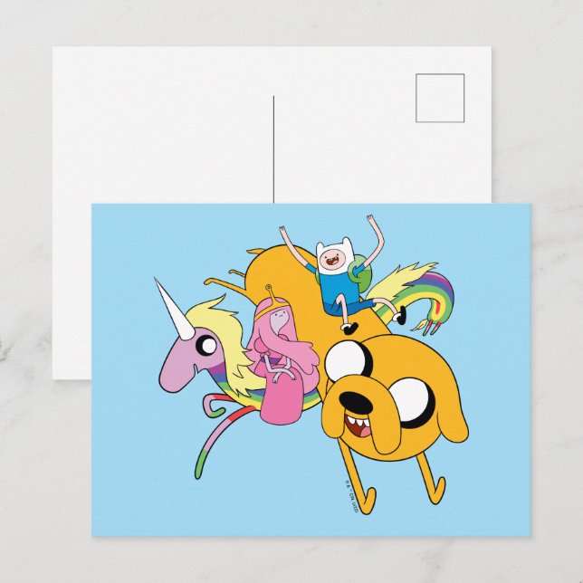 Carte Postale Temps d'aventure | Lady, Bubblegum, Finn & Jake (Devant / Derrière)