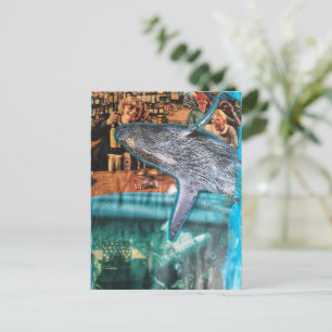 Carte Postale Temps de baleine surréaliste Collage Art