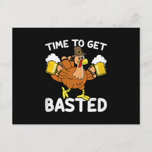 Carte Postale Temps To Get Basted Funny Beer Thanksgiving Turkey