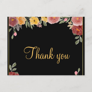 Carte Postale Tendance Inexpable Or Floral Noir Merci