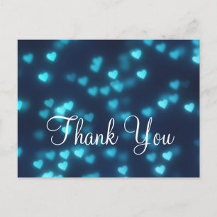 Carte Postale Tendance Pas Cher Bleu Amour Paillettes Merci