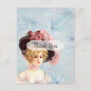 Carte Postale Tendance Victorienne Lady Vintage Merci