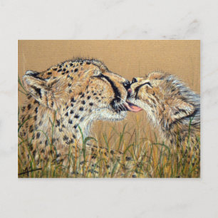 Carte Postale Tender Kiss Cheetah Baby & Maman