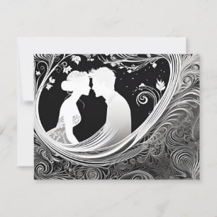 Carte Postale Tender Moment Blanc & Noir Silhouette Kiss