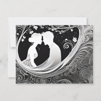 Carte Postale Tender Moment Blanc & Noir Silhouette Kiss