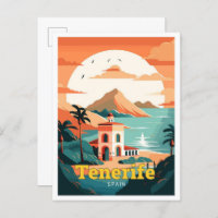 Tenerife Espagne Voyage Art Vintage Illustration