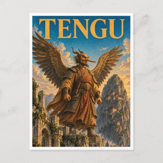 Carte Postale Tengu, Monstre de Fantasy Gothique (Devant)