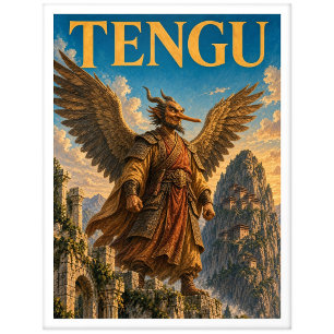Carte Postale Tengu, Monstre de Fantasy Gothique