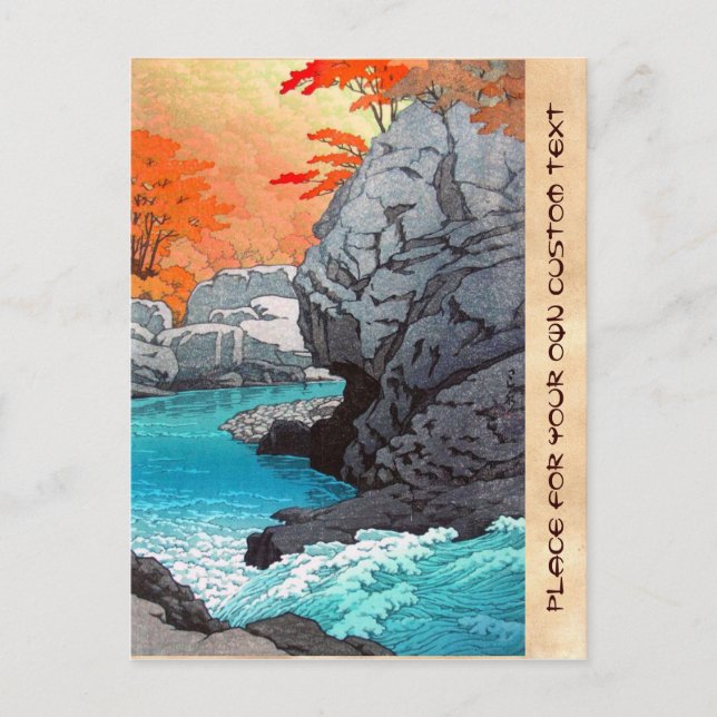 Carte Postale Tengu Rock Hasui Kawase rivière shan paysage hanga (Devant)