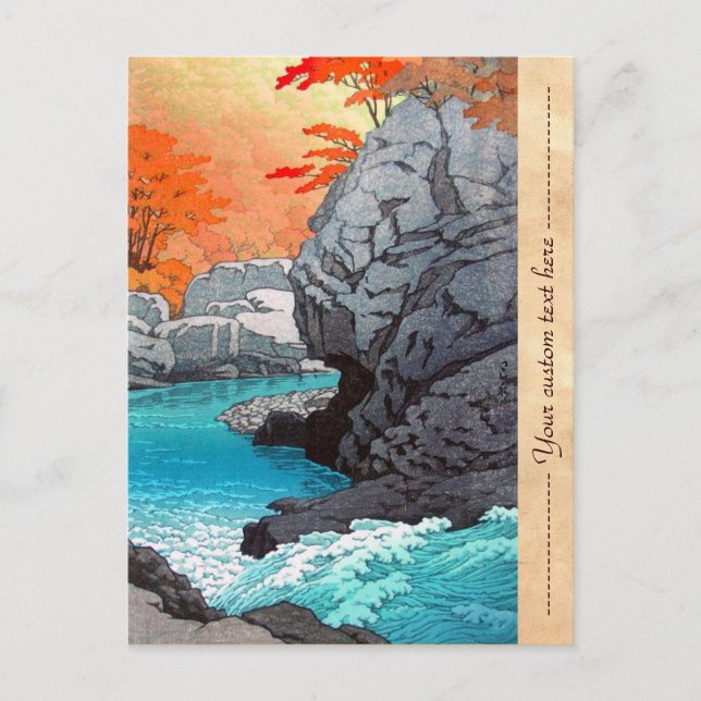 Carte Postale Tengu Rock Hasui Kawase rivière shan paysage hanga (Devant)