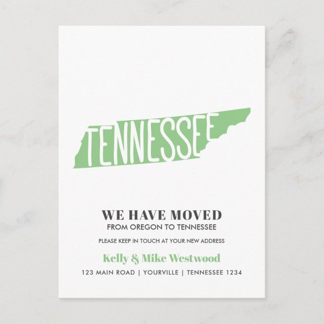 Carte Postale TENNESSEE Nous avons déplacé Nouvelle adresse Nouv (Devant)