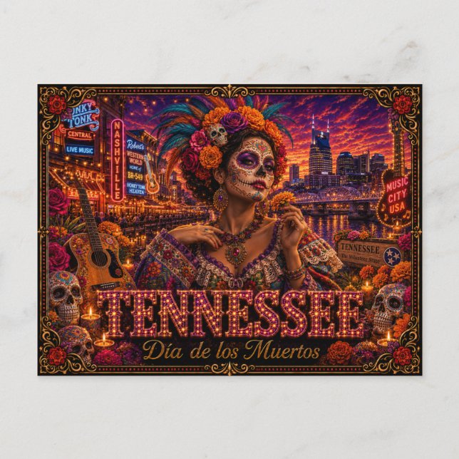 Carte Postale Tennessee Rétro Día de los Muertos (Devant)