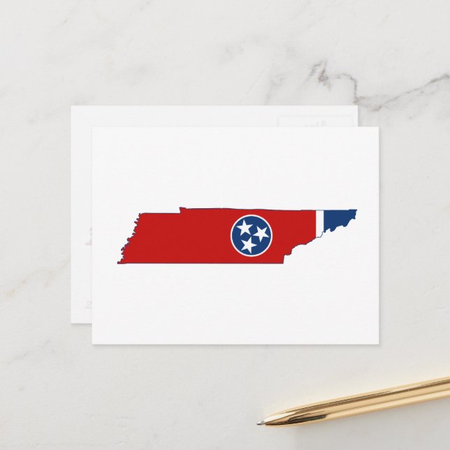 Carte Postale Tennessee Silhouette Map Drapeau d'état en forme (Devant/Arrière en situation)