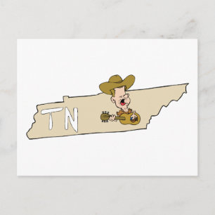 Carte Postale Tennessee TN State Map & Nashville Music