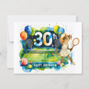 Carte Postale Tennis 30e anniversaire pour les amoureux des chat