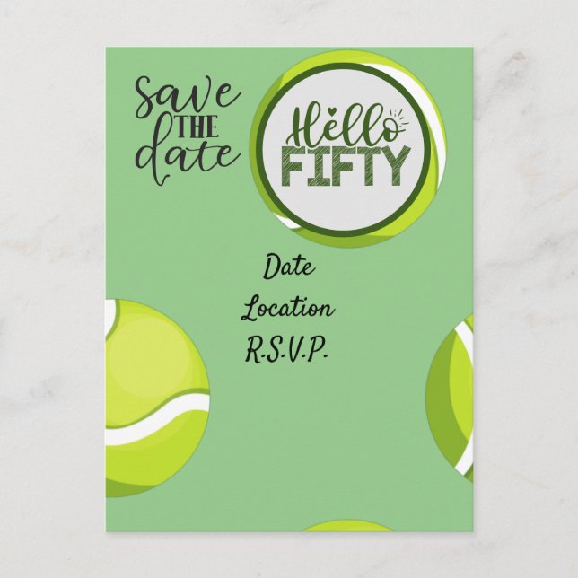 Carte Postale Tennis 50e Anniversaire Enregistrer la date (Devant)