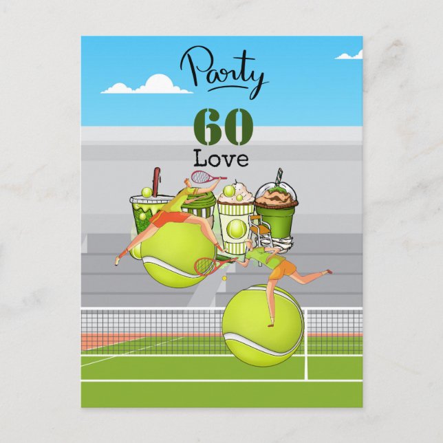 Carte Postale Tennis 60e Anniversaire  balle de tennis numéro am (Devant)
