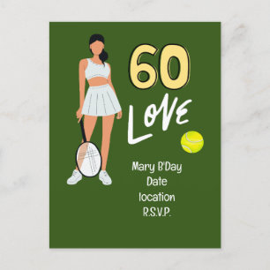 Carte Postale Tennis 60e anniversaire pour femme joueur