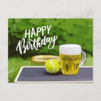 Tennis Anniversaire avec bière et raquette à balle