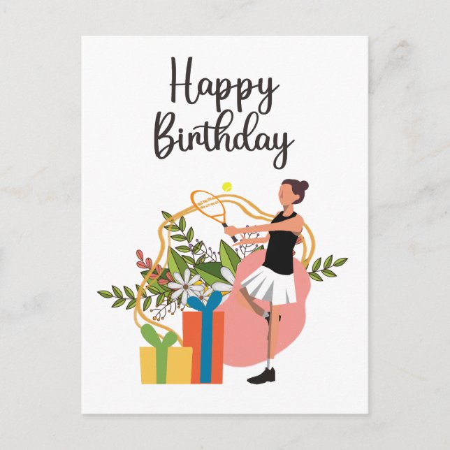 Carte Postale Tennis Anniversaire pour Joueur (Devant)