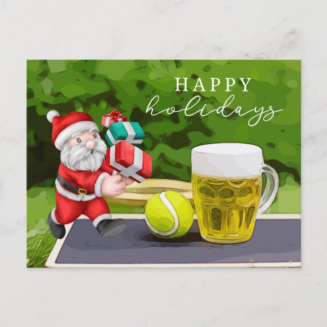 Carte Postale Tennis avec le Père Noël Joyeux vacances à jouer (Devant)