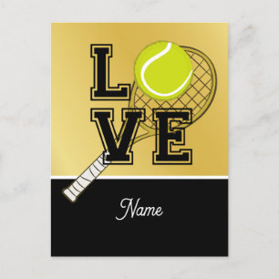 Carte Postale Tennis ballon et raquette avec LOVE pour le joueur