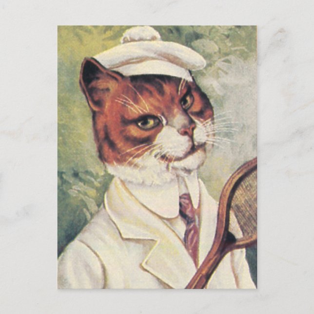 Carte Postale Tennis Cat (Devant)