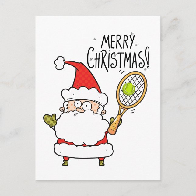 Carte Postale Tennis Christmas Holiday Card avec balle et Père N (Devant)
