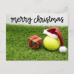 Carte Postale Tennis Christmas Holiday Card avec balle et Père N
