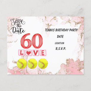 Carte Postale Tennis enregistrer la date 60e fête d'anniversaire