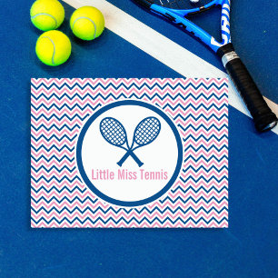 Carte Postale Tennis et design Chevron bleu et rose personnalisé