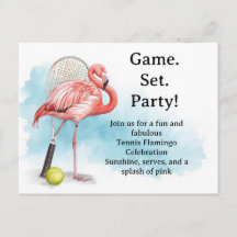 Tennis Flamant rose avec raquette et balle invitat