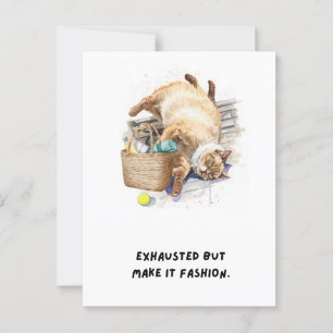 Carte Postale Tennis Funny Dire chat se repose