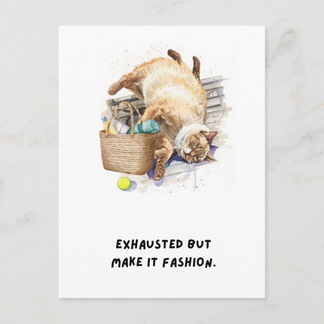 Carte Postale Tennis Funny Dire chat se repose (Devant)