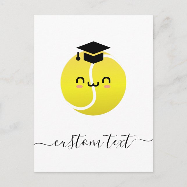 Carte Postale Tennis Graduation Party Kawaii Ball Texte personna (Devant)