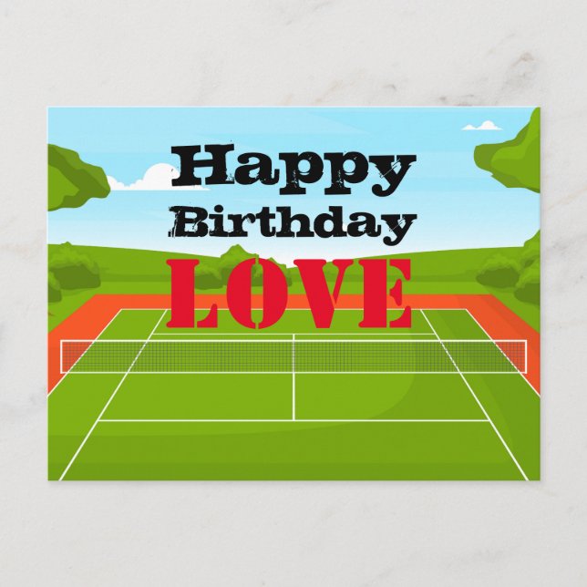 Carte Postale Tennis Joyeux Anniversaire Amour à joueur (Devant)