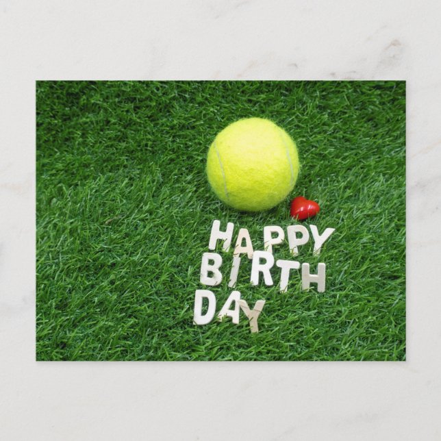 Carte Postale Tennis Joyeux Anniversaire avec amour cœur  (Devant)