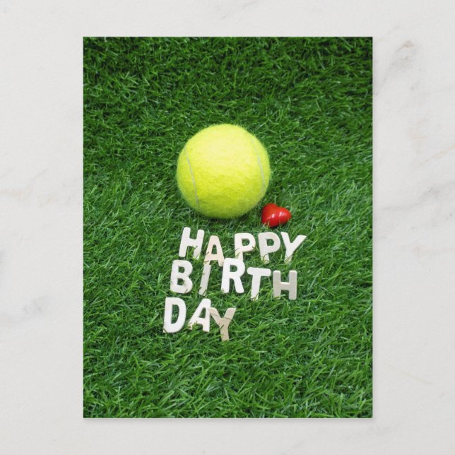 Carte Postale Tennis Joyeux Anniversaire avec amour forme coeur  (Devant)