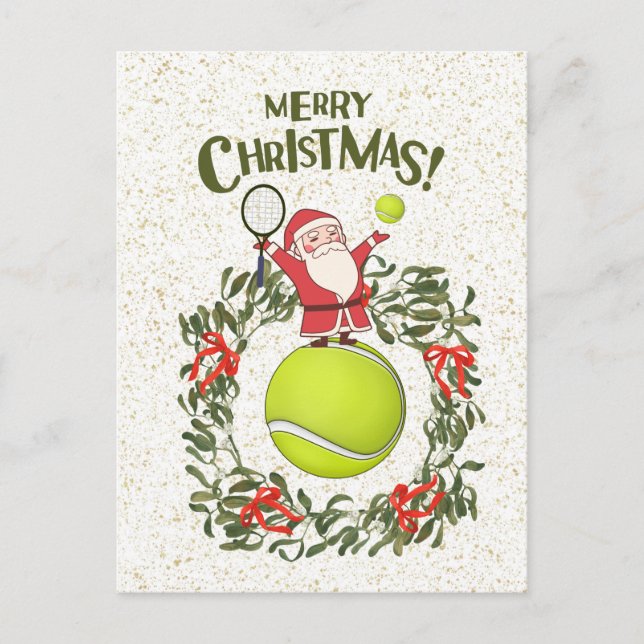 Carte Postale Tennis Joyeux Noël avec le Père Noël (Devant)