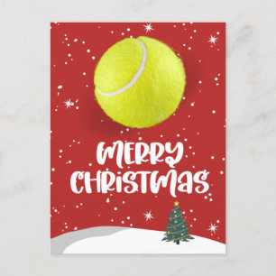 Carte Postale Tennis Noël avec balle de tennis et Père Noël