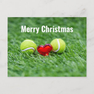 Carte Postale Tennis Noël avec Tennis ballon avec amour coeur