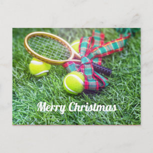 Carte Postale Tennis Noël Vacances avec raquette et balle