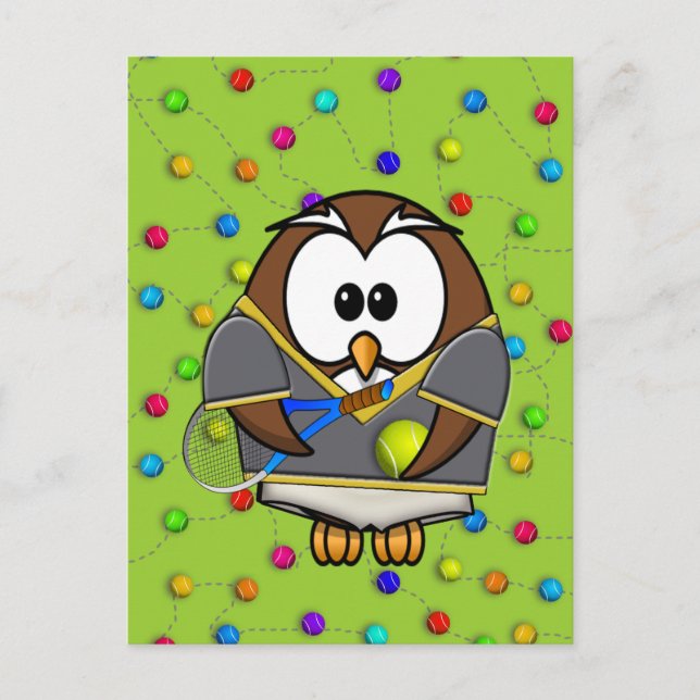 Carte Postale tennis-owl boy (Devant)