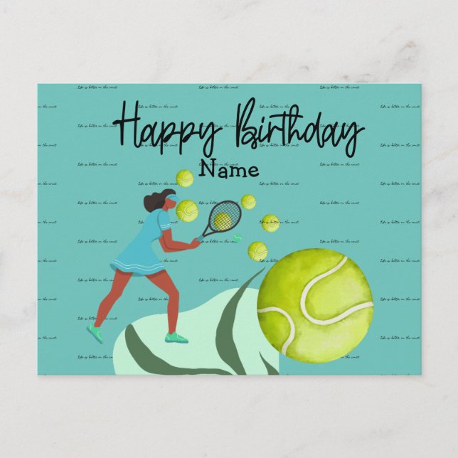 Carte Postale Tennis Player joue à Happy Birthday Postcard (Devant)